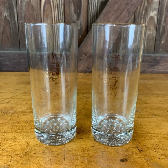 USMC Marine Corps Birthday Ball Glasses Set of 2 - Picture 7 of 10